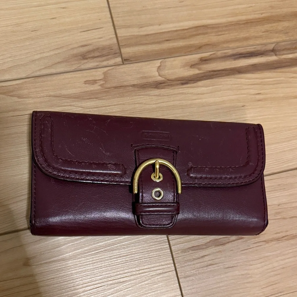 Coach Burgundy Leather Wallet with Buckle - Picture 1 of 4